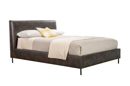 Sophia Standard King Faux Leather Platform Bed, Gray