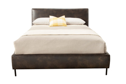 Sophia Standard King Faux Leather Platform Bed, Gray