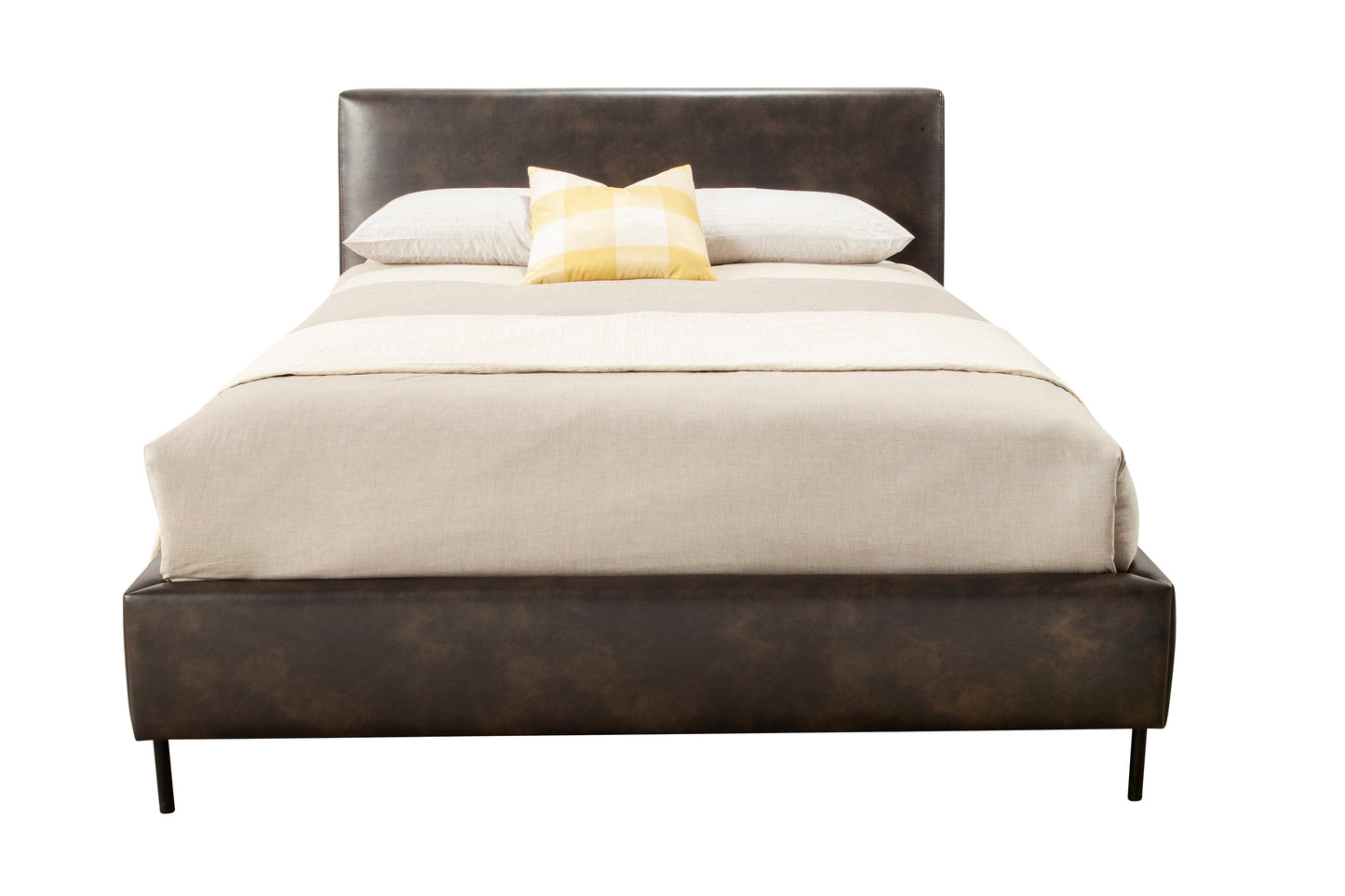 Sophia Full Faux Leather Platform Bed, Gray