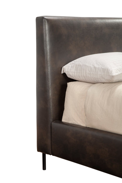 Sophia Standard King Faux Leather Platform Bed, Gray