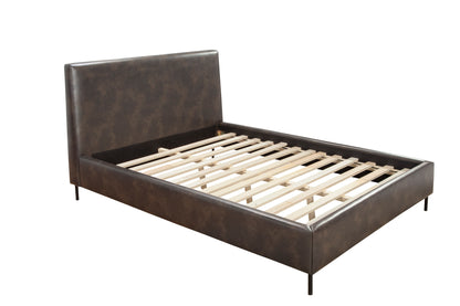 Sophia Standard King Faux Leather Platform Bed, Gray