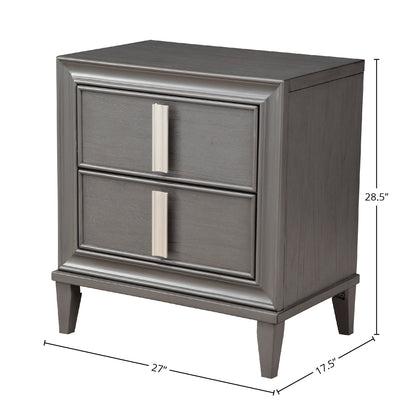 Lorraine 2 Drawer Nightstand, Dark Grey
