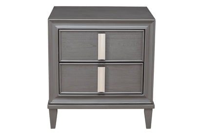 Lorraine 2 Drawer Nightstand, Dark Grey