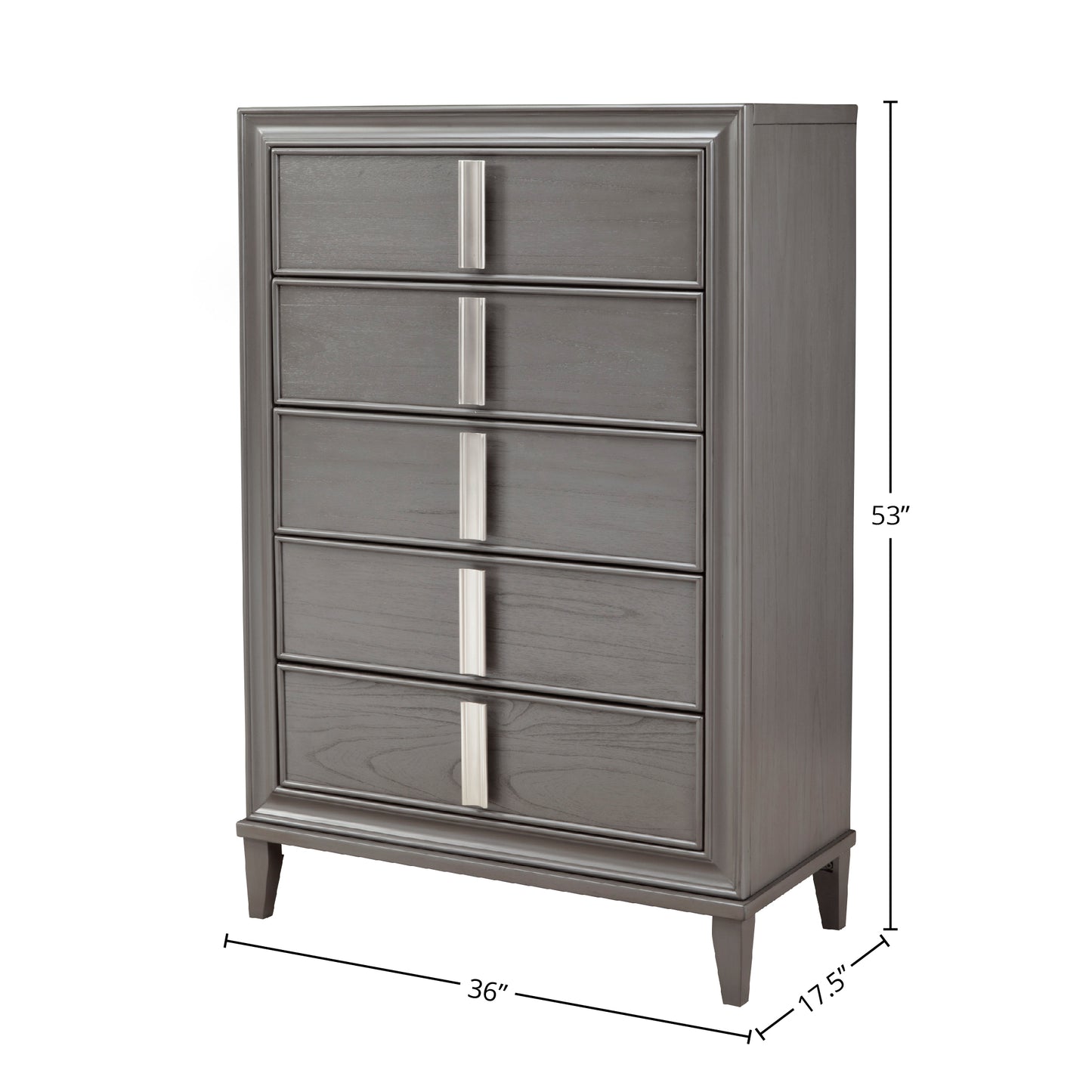 Lorraine 5 Drawer Chest, Dark Grey