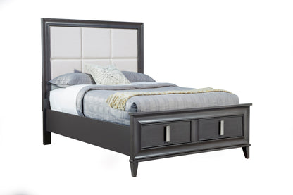 Lorraine Queen Storage Footboard Platform Bed, Dark Grey