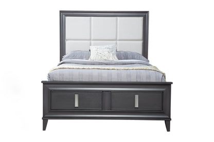 Lorraine Queen Storage Footboard Platform Bed, Dark Grey