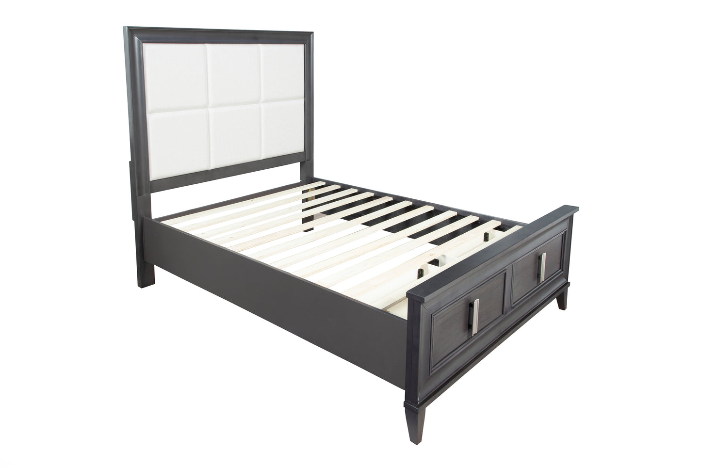 Lorraine Queen Storage Footboard Platform Bed, Dark Grey
