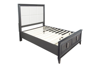 Lorraine Queen Storage Footboard Platform Bed, Dark Grey