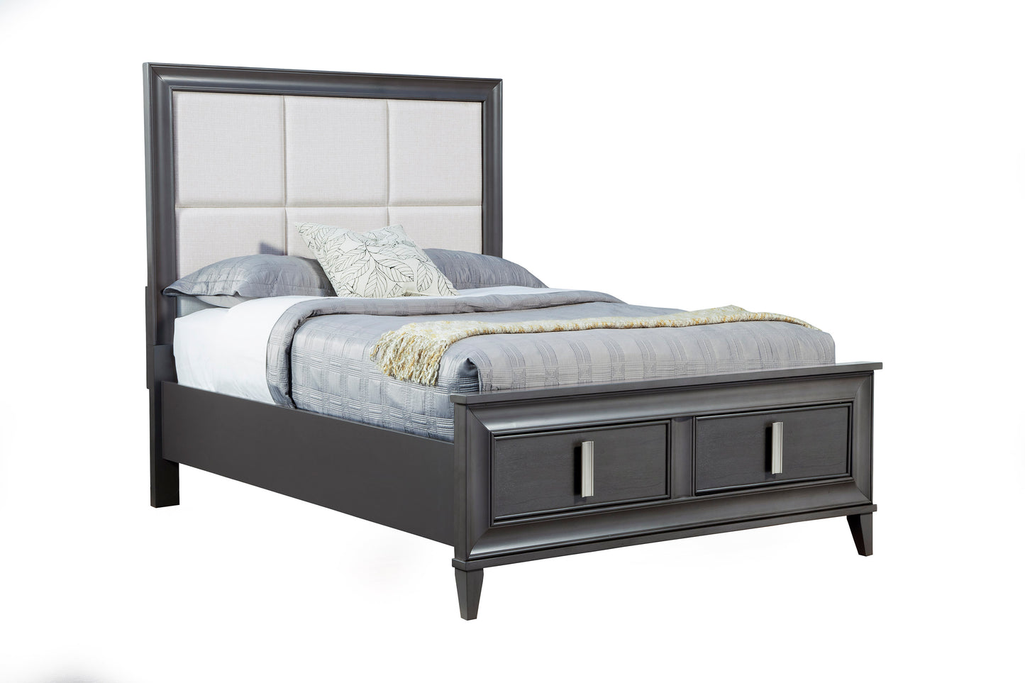 Lorraine California King Storage Footboard Platform Bed, Dark Grey