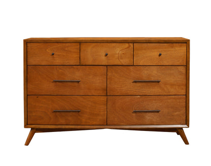 Flynn Mid Century Modern 7 Drawer Dresser, Chestnut