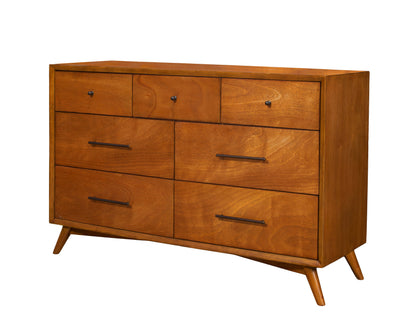 Flynn Mid Century Modern 7 Drawer Dresser, Chestnut