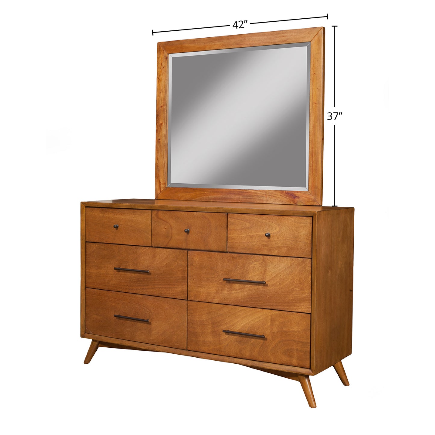 Flynn Mid Century Modern Mirror, Chestnut