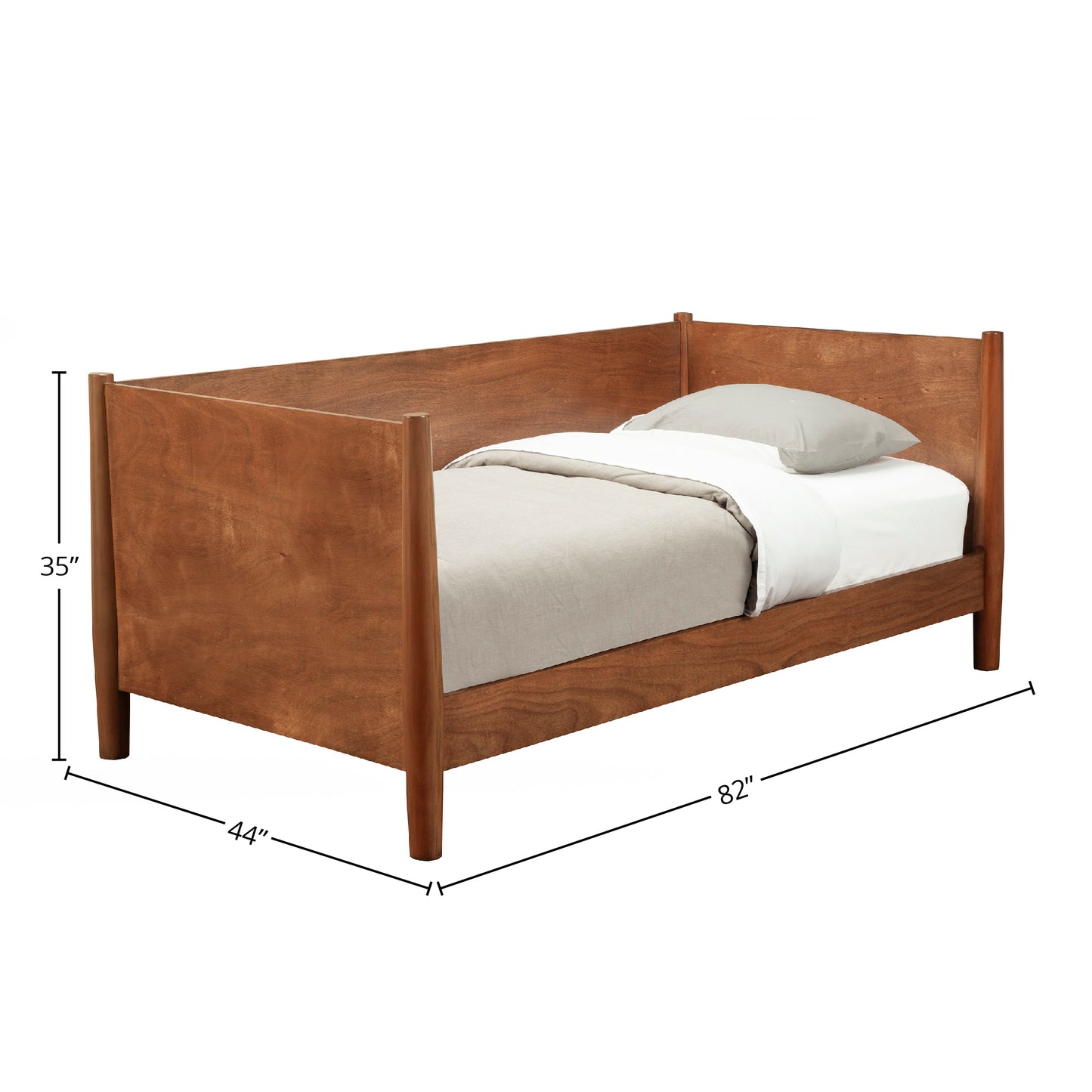 Flynn Mid Century Modern Twin Size Day Bed, Walnut