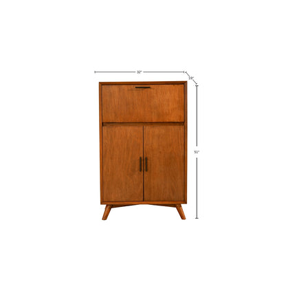 Flynn Large Bar Cabinet w/Drop Down Tray, Chestnut