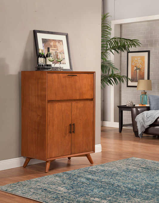 Flynn Large Bar Cabinet w/Drop Down Tray, Chestnut