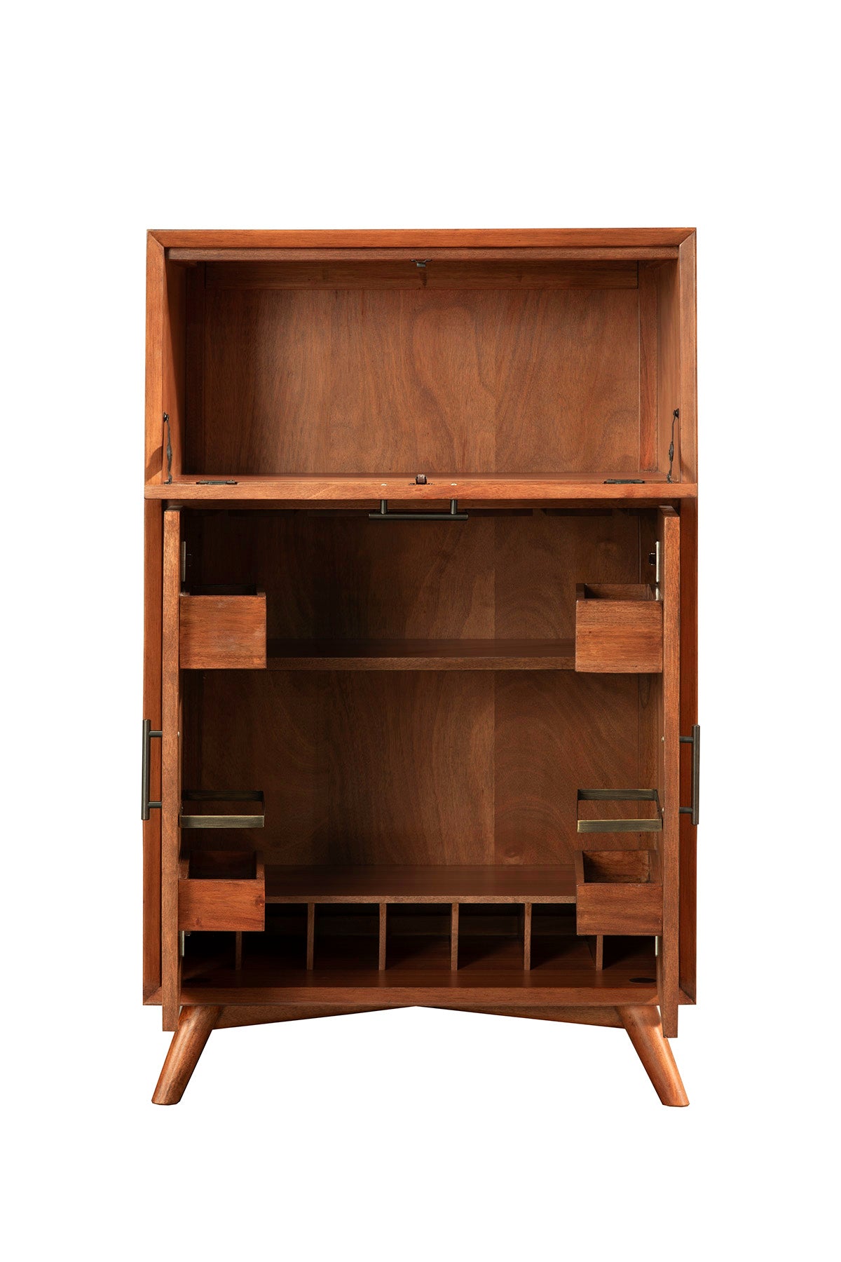 Flynn Large Bar Cabinet w/Drop Down Tray, Chestnut