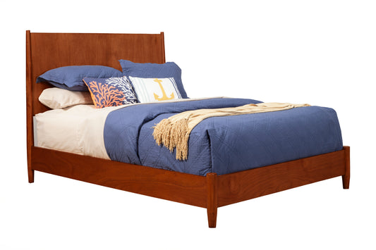 Flynn Mid Century Modern California King Panel Bed, Chestnut