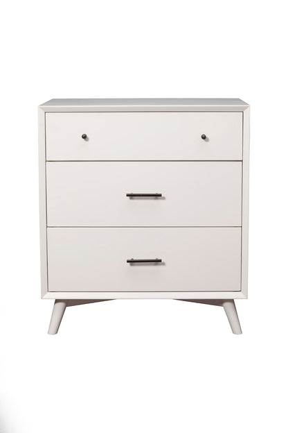 Flynn Mid Century Modern 3 Drawer Small Chest, White