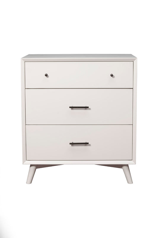 Flynn Mid Century Modern 3 Drawer Small Chest, White