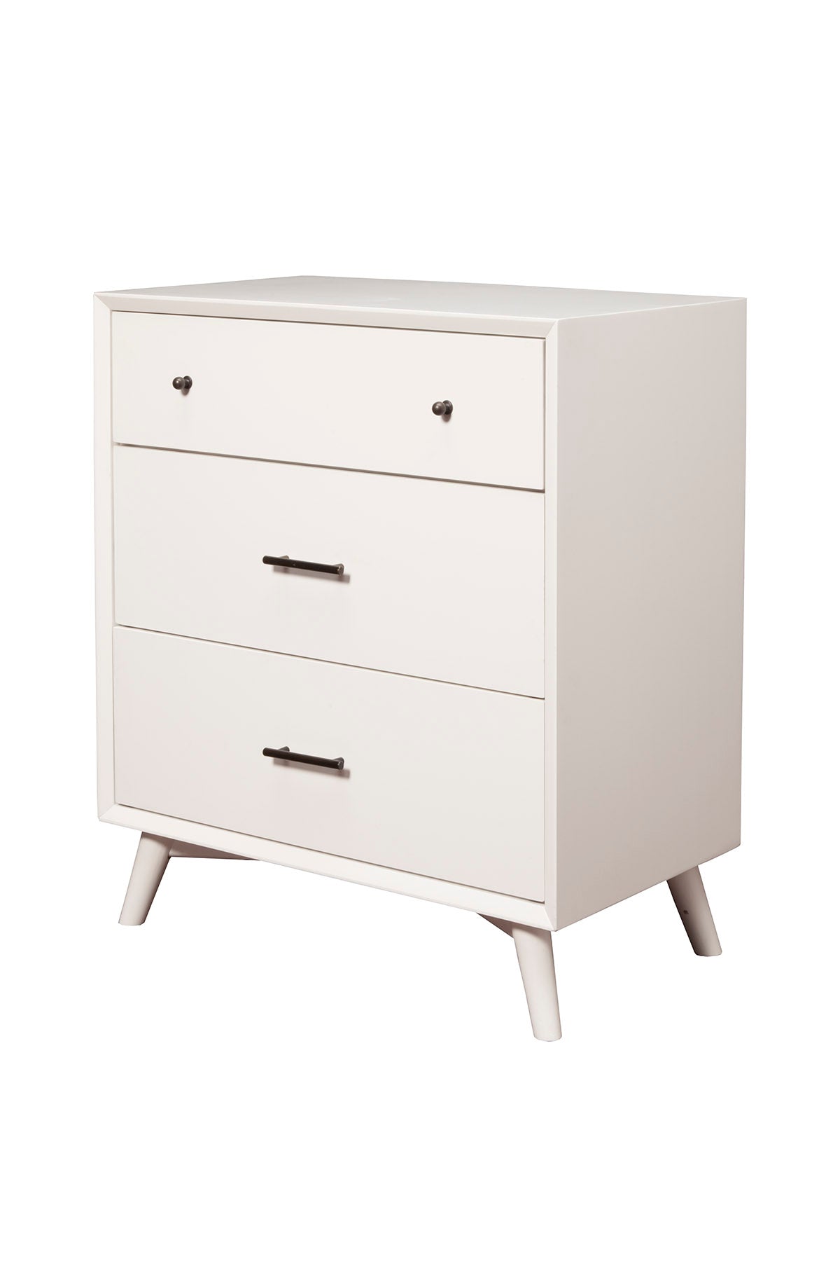 Flynn Mid Century Modern 3 Drawer Small Chest, White