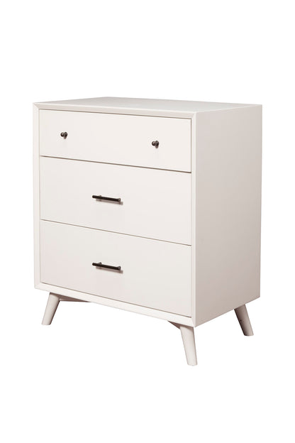 Flynn Mid Century Modern 3 Drawer Small Chest, White