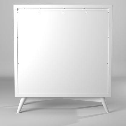 Flynn Mid Century Modern 4 Drawer Multifunction Chest w/Pull Out Tray, White