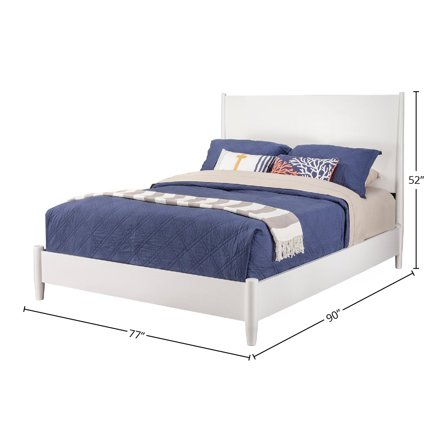 Flynn Mid Century Modern California King Panel Bed, White