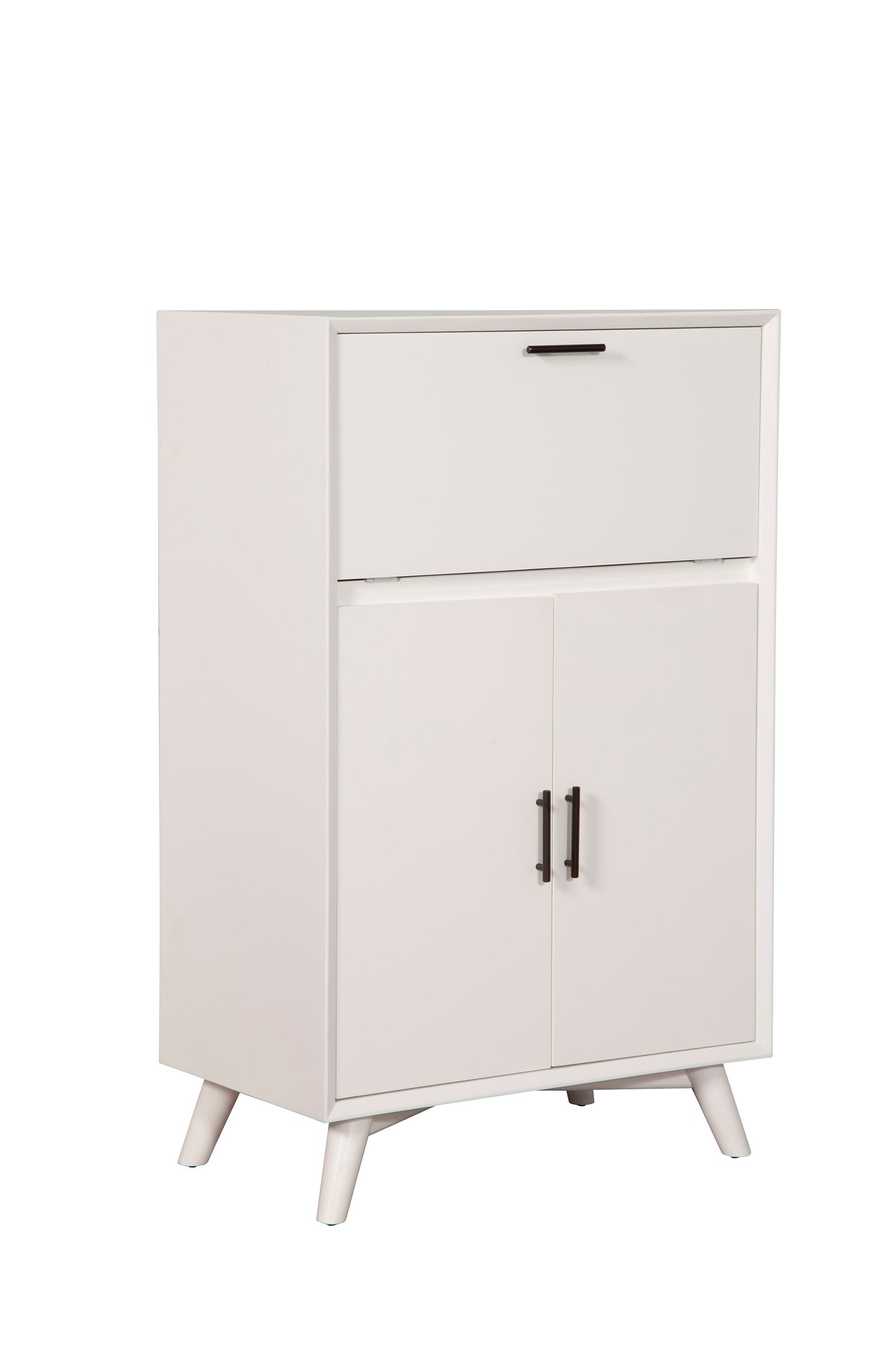 Flynn Large Bar Cabinet w/Drop Down Tray, White
