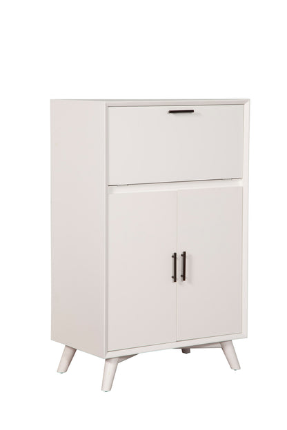 Flynn Large Bar Cabinet w/Drop Down Tray, White