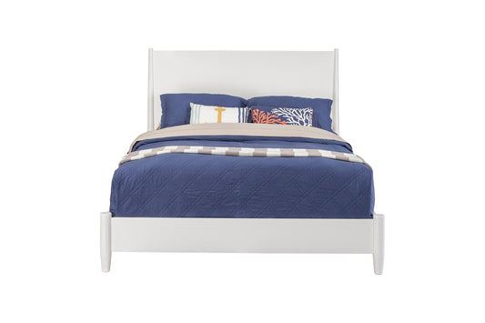 Flynn Mid Century Modern California King Panel Bed, White