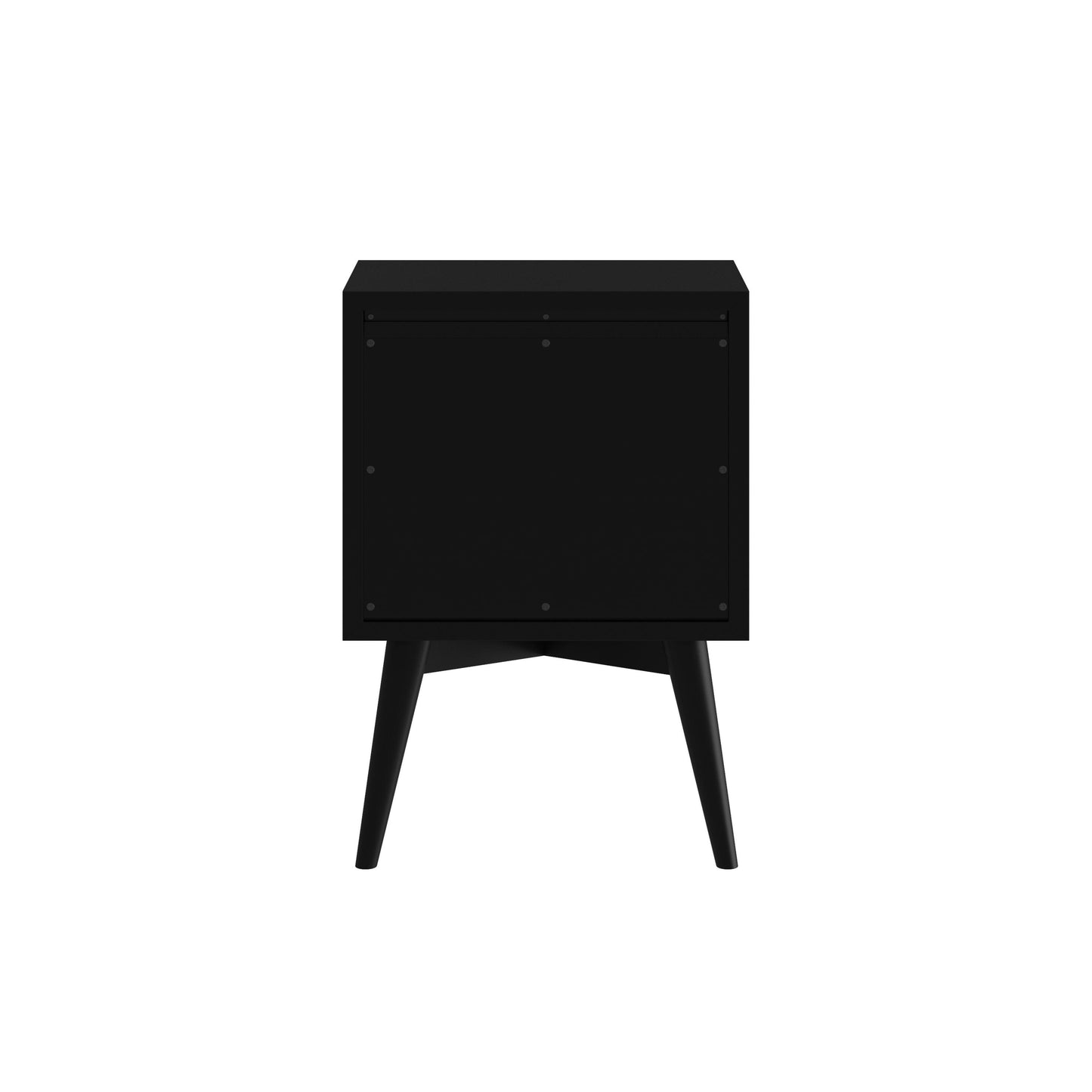 Flynn Mid Century Modern 2 Drawer Nightstand, Black
