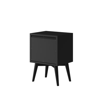 Flynn Mid Century Modern 2 Drawer Nightstand, Black