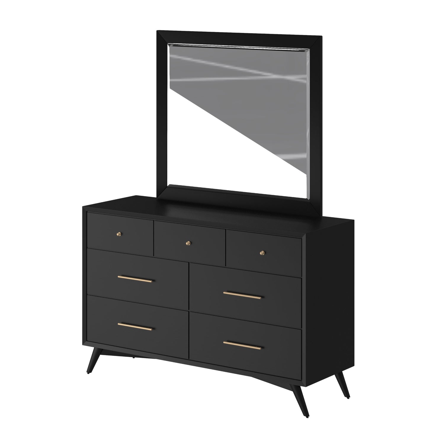 Flynn Mid Century Modern Mirror, Black