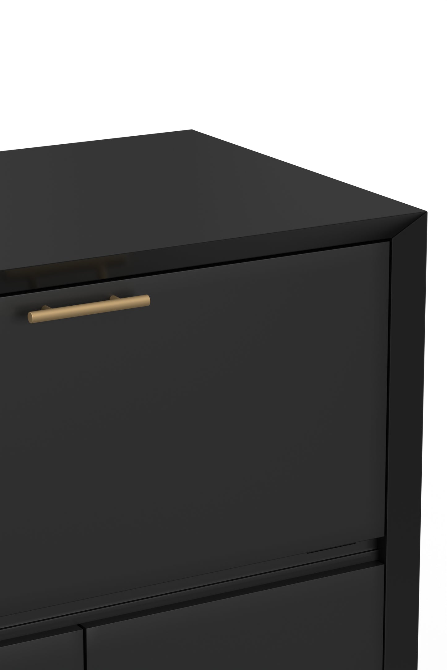 Flynn Large Bar Cabinet w/Drop Down Tray, Black