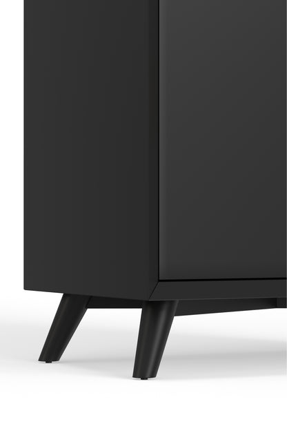 Flynn Large Bar Cabinet w/Drop Down Tray, Black