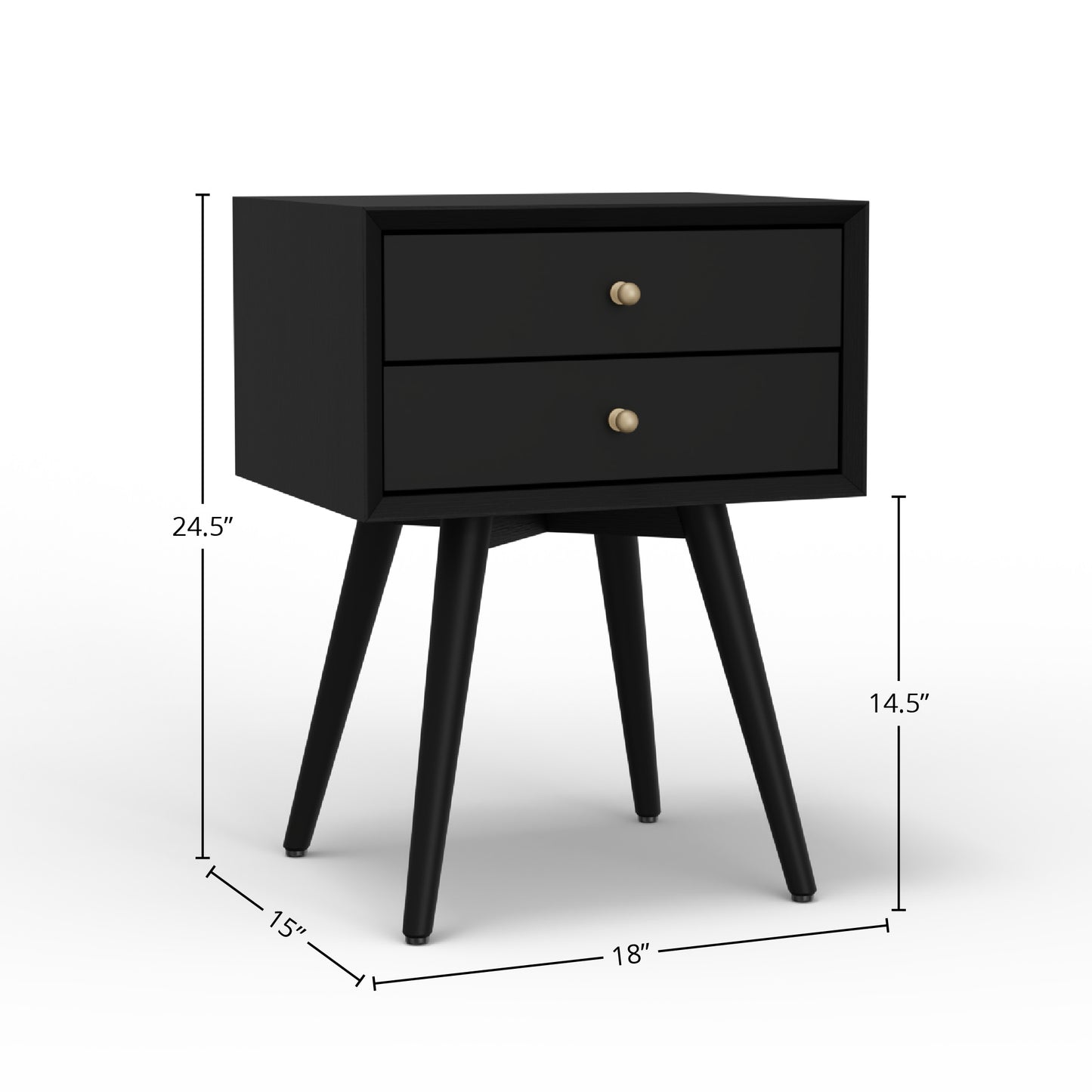 Flynn Small Nightstand, Black