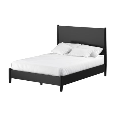 Flynn Mid Century Modern Queen Panel Bed, Black