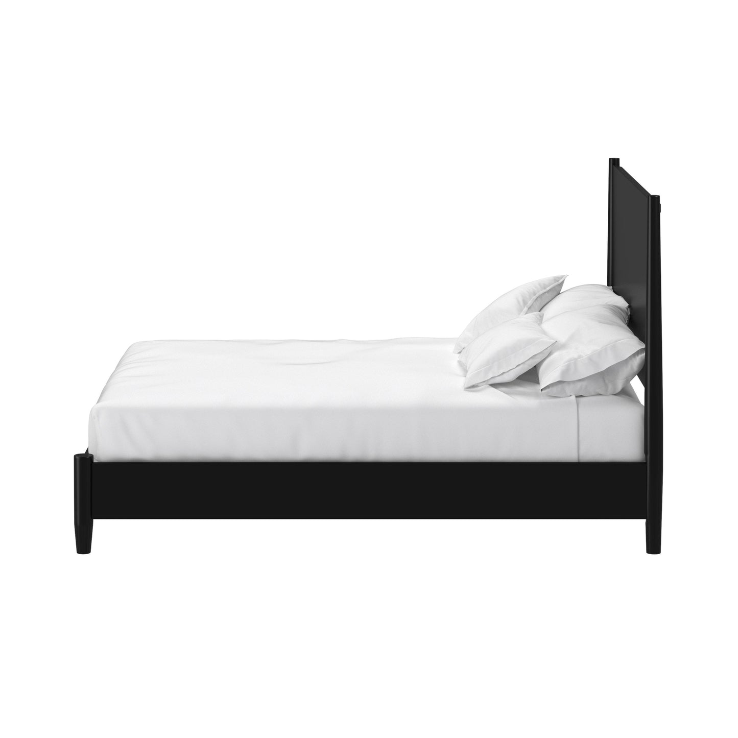 Flynn Mid Century Modern Standard King Panel Bed, Black