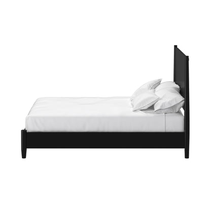 Flynn Mid Century Modern Standard King Panel Bed, Black