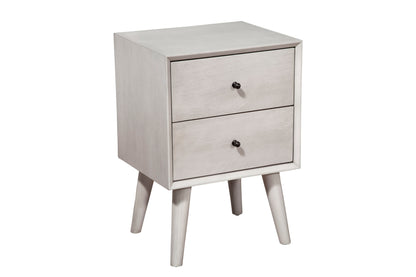 Flynn Mid Century Modern 2 Drawer Nightstand, Gray