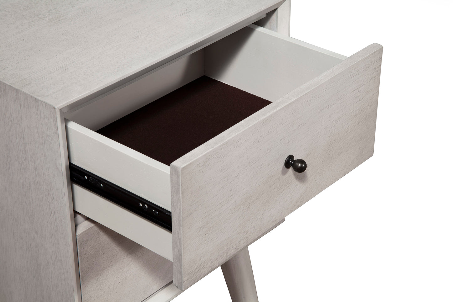 Flynn Mid Century Modern 2 Drawer Nightstand, Gray