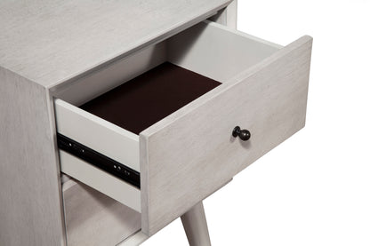 Flynn Mid Century Modern 2 Drawer Nightstand, Gray