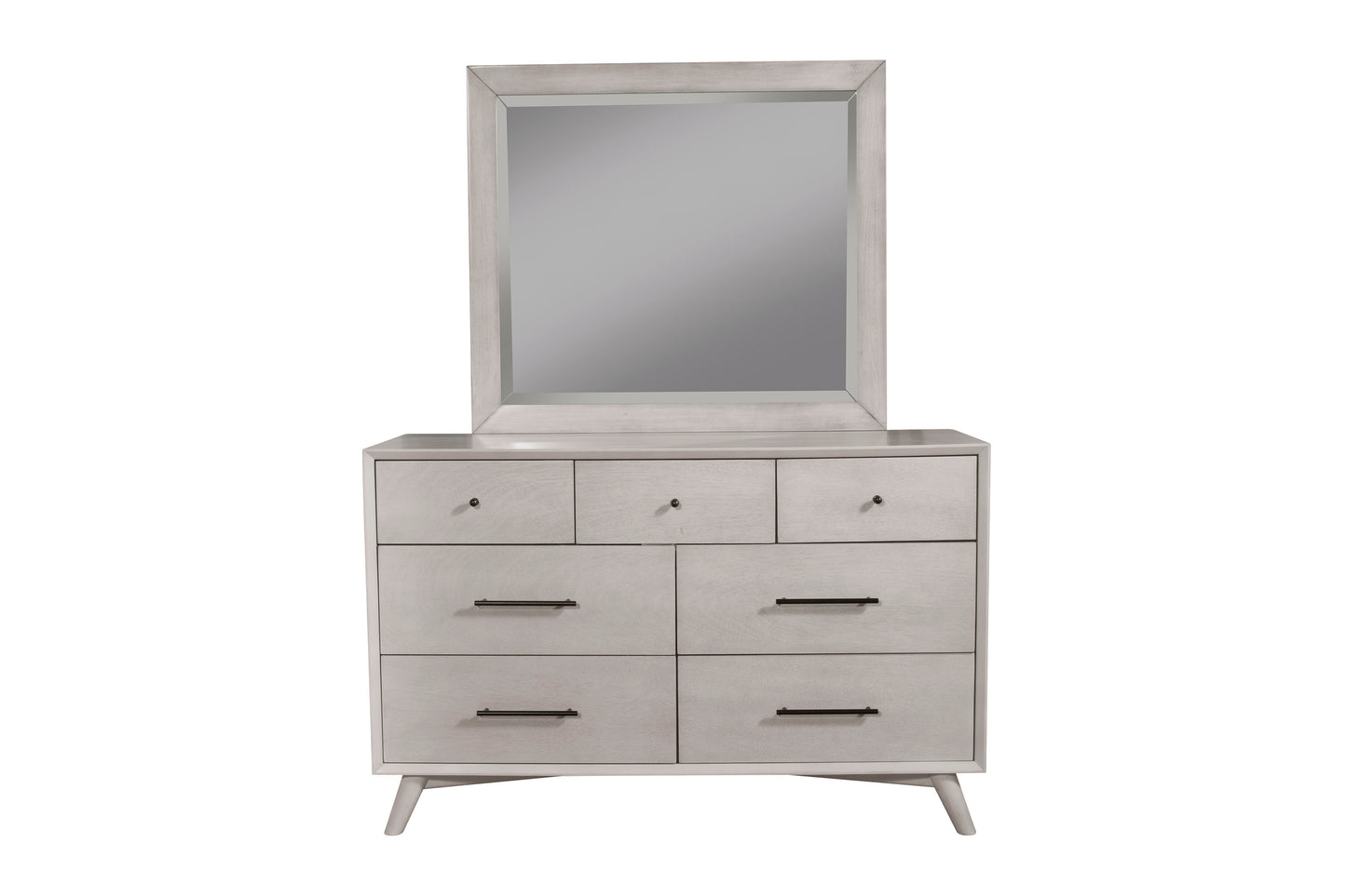 Flynn Mid Century Modern 7 Drawer Dresser, Gray