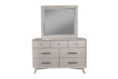 Flynn Mid Century Modern 7 Drawer Dresser, Gray