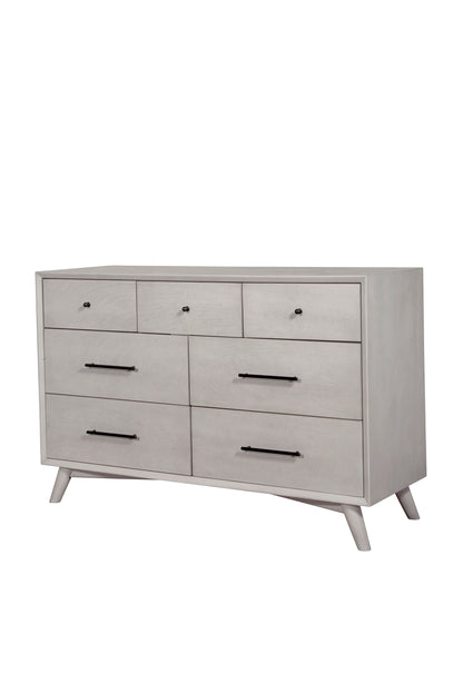 Flynn Mid Century Modern 7 Drawer Dresser, Gray