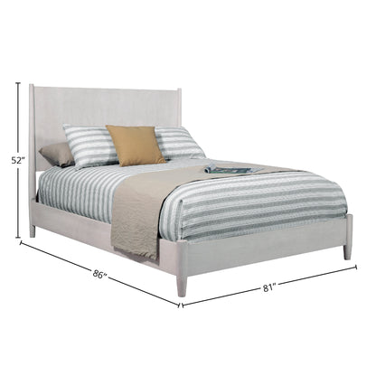 Flynn Mid Century Modern Standard King Panel Bed, Gray