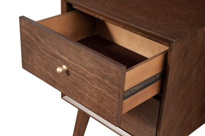 Flynn Mid Century Modern 2 Drawer Nightstand, Walnut