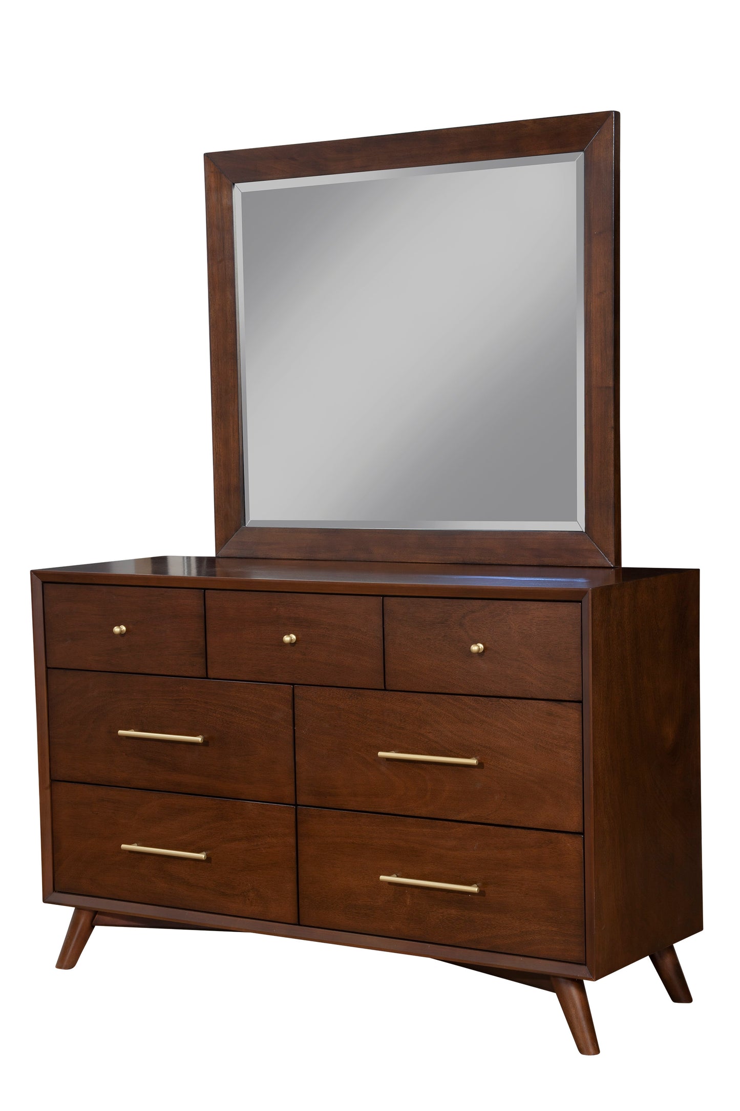 Flynn Mid Century Modern Mirror, Walnut