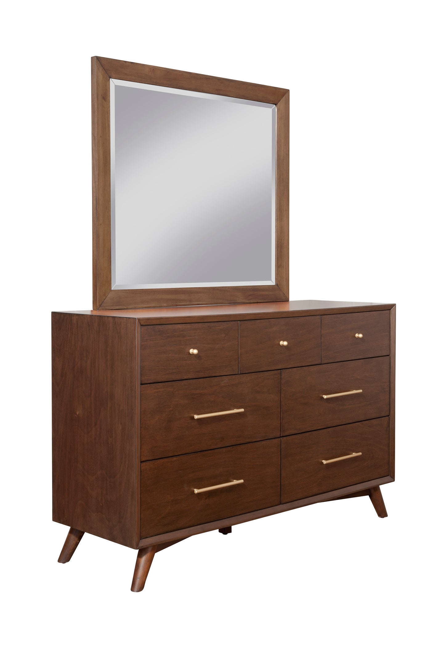 Flynn Mid Century Modern Mirror, Walnut