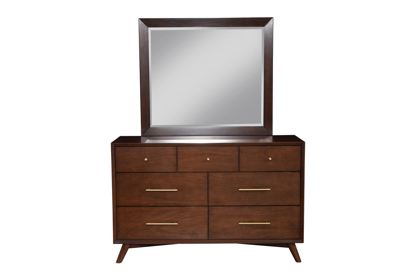 Flynn Mid Century Modern 7 Drawer Dresser, Walnut